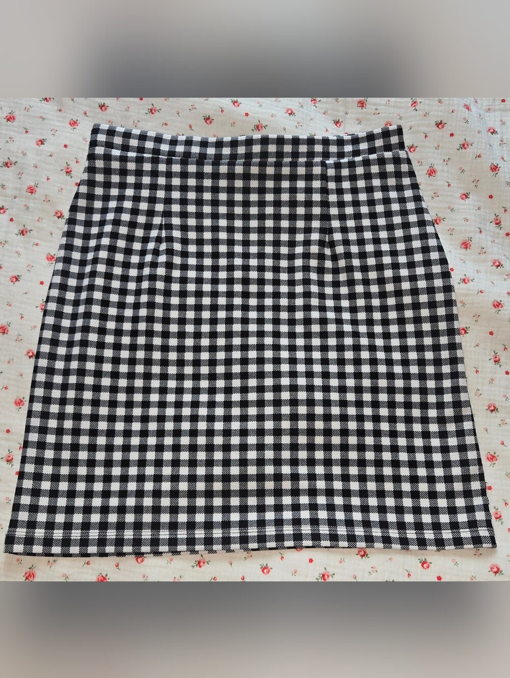 Black and White Gingham Women's Mini Skirt
